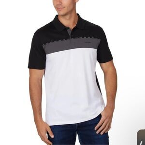 Calvin Klein Men's Black, Gray, and White Polo Shirt
